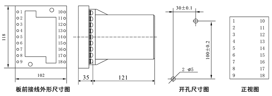 ZJ3-4A板前接線安裝尺寸圖